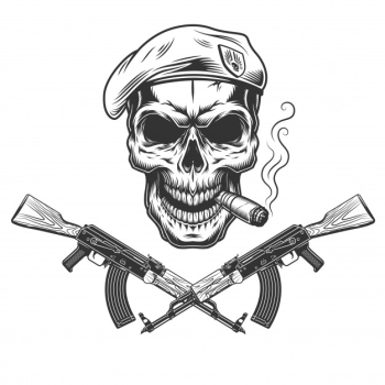 Vintage navy seal skull in beret Free Vector Vintage navy seal skull in beret Free Vector