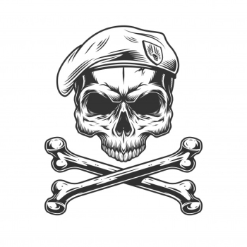 Vintage navy seal skull in beret Free Vector