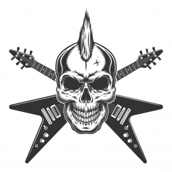 Vintage punk rock star skull Free Vector Vintage punk rock star skull Free Vector