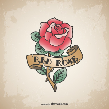 Vintage red rose tattoo Vintage red rose tattoo