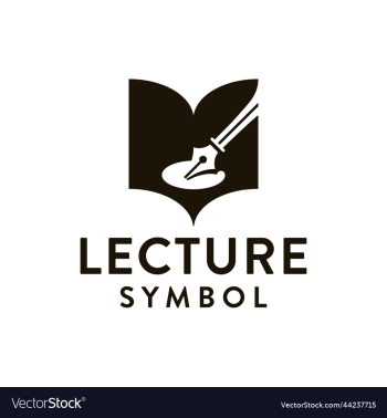 vintage retro education book with pen lecture logo