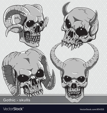 Vintage skulls set vector image Vintage skulls set vector image