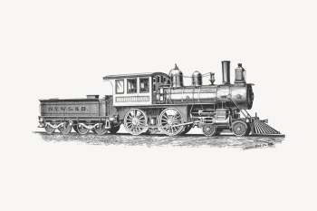 Vintage steam locomotive, transportation illustration | Free Vector Illustration - rawpixel