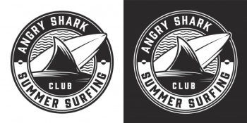 Vintage surfing club monochrome round badge Free Vector