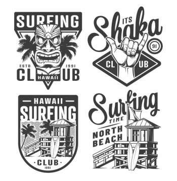 Vintage surfing logos set Free Vector Vintage surfing logos set Free Vector