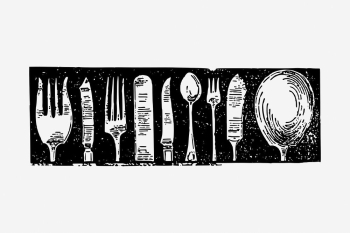 Vintage table silverware, object illustration. | Free Photo Illustration - rawpixel