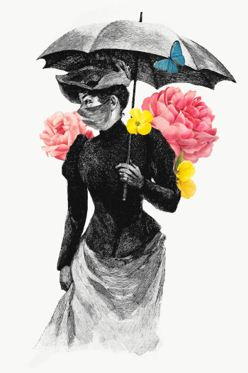 Vintage Victorian lady with flower decoration wearing a mask illustrat.. | Free  transparent png - 2320048