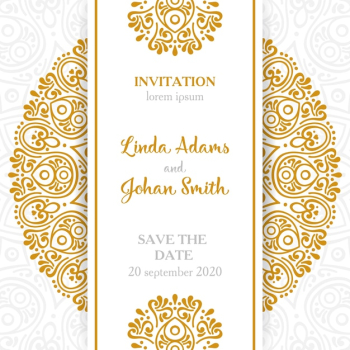 Vintage wedding invitation with mandala