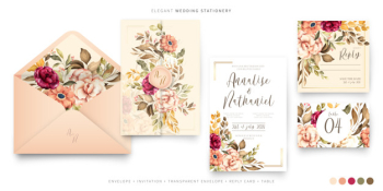 Vintage wedding stationery template Free Vector