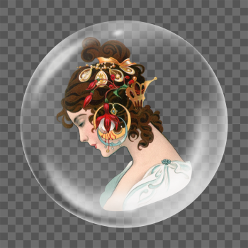 Vintage woman png sticker, bubble | Free PNG - rawpixel