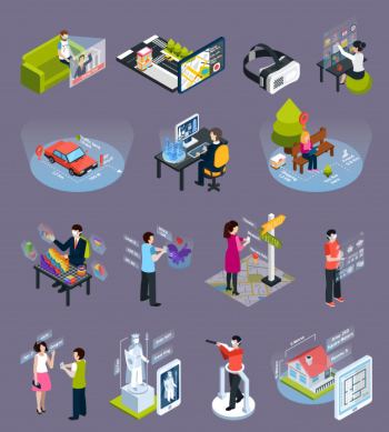 Virtual augmented reality isometric icons set Free Vector Virtual augmented reality isometric icons set Free Vector