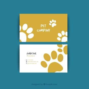 Visiting card with tracks for pet shop