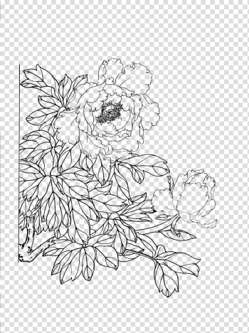 Visual arts Line art, peony transparent background PNG clipart Visual arts Line art, peony transparent background PNG clipart