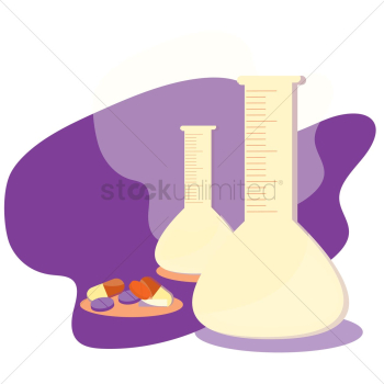 Volumetric flask with medicines Volumetric flask with medicines