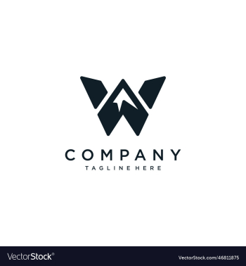 w initial mountain logo design symbol