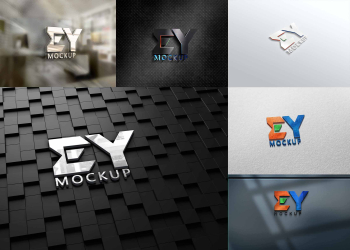 Wall 3D Logo Mockups