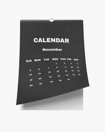 Wall calendar mockup, black 3D | Free PSD Mockup - rawpixel