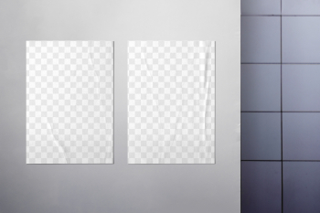 Wall poster png mockup, crumpled | Free PNG Mockup - rawpixel