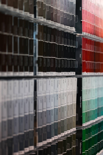 Wall with colour samples Wall with colour samples