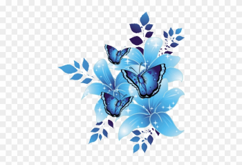 Wallpaper Kupu Kupu - Blue Flower Border Design