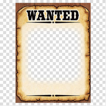 Wanted illustration, Wanted poster Template American frontier, poster templet transparent background PNG clipart