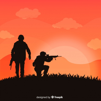 War background with silhouettes of soldiers War background with silhouettes of soldiers