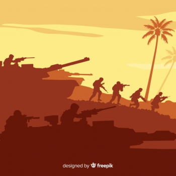 War background with silhouettes of soldiers War background with silhouettes of soldiers