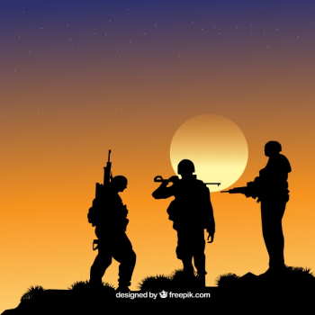 War background with silhouettes of soldiers War background with silhouettes of soldiers