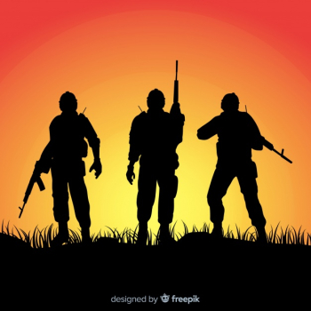 War background with silhouettes of soldiers War background with silhouettes of soldiers
