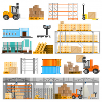 Warehouse icons set Warehouse icons set