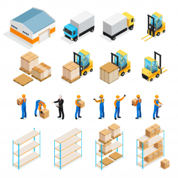 Warehouse isometric set Free Vector Warehouse isometric set Free Vector
