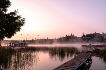 Warm Glowing Misty Lake Warm Glowing Misty Lake