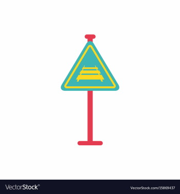 Warning traffic sign railroad vector image Warning traffic sign railroad vector image