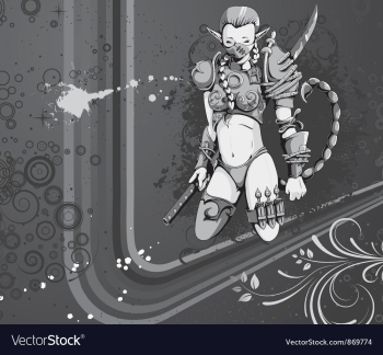Warrior girl vector image Warrior girl vector image