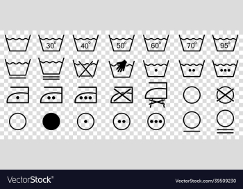 washing symbols set line art style laundry