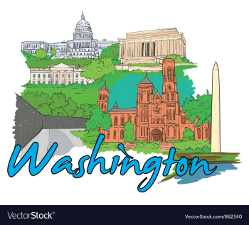 Washington doodles vector image Washington doodles vector image