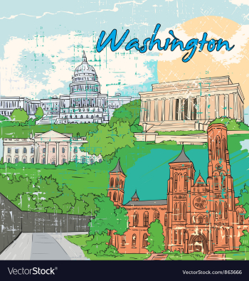 Washington doodles vector image Washington doodles vector image