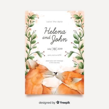 Watercolor animals wedding invitation template Watercolor animals wedding invitation template