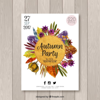 Watercolor autumn party poster