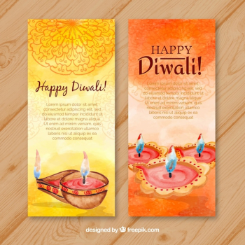 Watercolor banners diwali celebration Watercolor banners diwali celebration