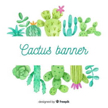 Watercolor cactus blank banner Watercolor cactus blank banner