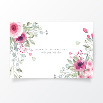 Watercolor card template with lovely flowers Watercolor card template with lovely flowers