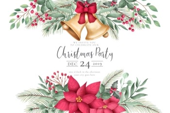 Watercolor christmas invitation with ornaments Free Vector Watercolor christmas invitation with ornaments Free Vector