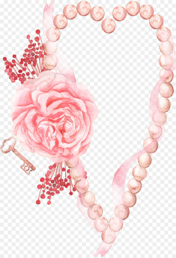 Watercolor Color Watercolor painting - Watercolor flower necklace key 
