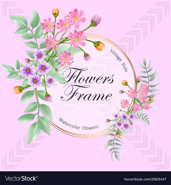 Watercolor cosmos flowers frame multipurpose vector image Watercolor cosmos flowers frame multipurpose vector image