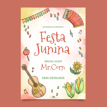 Watercolor design june festival poster Free Vector Watercolor design june festival poster Free Vector
