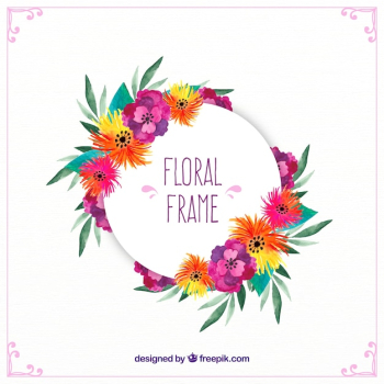 Watercolor floral frame with lovely style