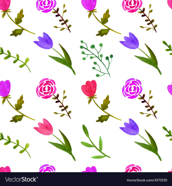 Watercolor floral seamless pattern vector image Watercolor floral seamless pattern vector image