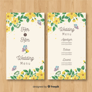 Watercolor floral wedding menu template Free Vector Watercolor floral wedding menu template Free Vector