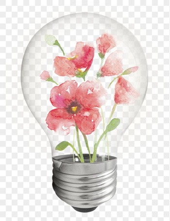 Watercolor flower png light bulb | Free PNG - rawpixel